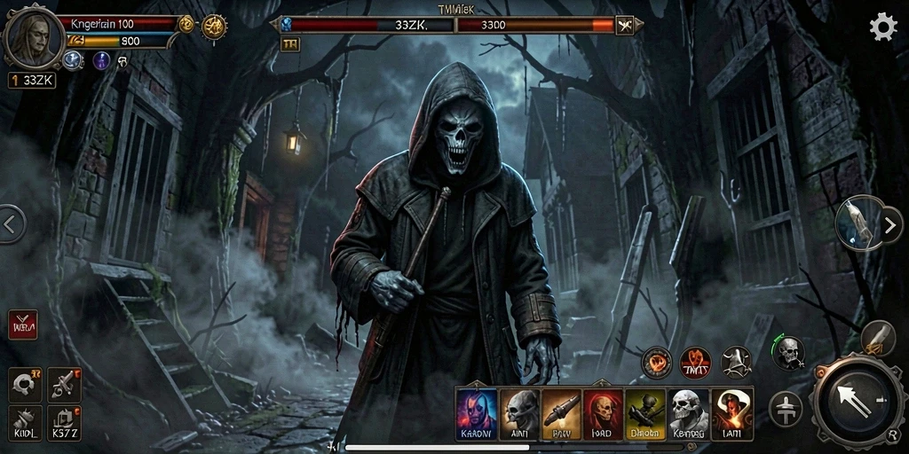 Tampilan gameplay menegangkan dari <strong>33ZK</strong> di dunia kegelapan.