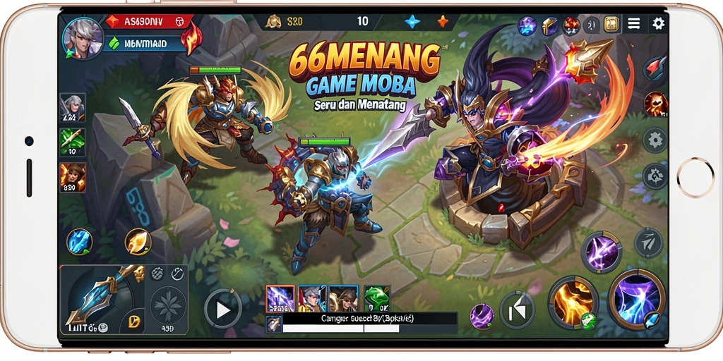 Tampilan gameplay MOBA yang intens dan menarik.