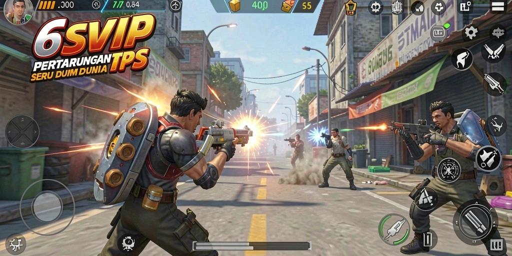 Tampilan gameplay seru dalam 6SVIP dengan aksi TPS yang intens.