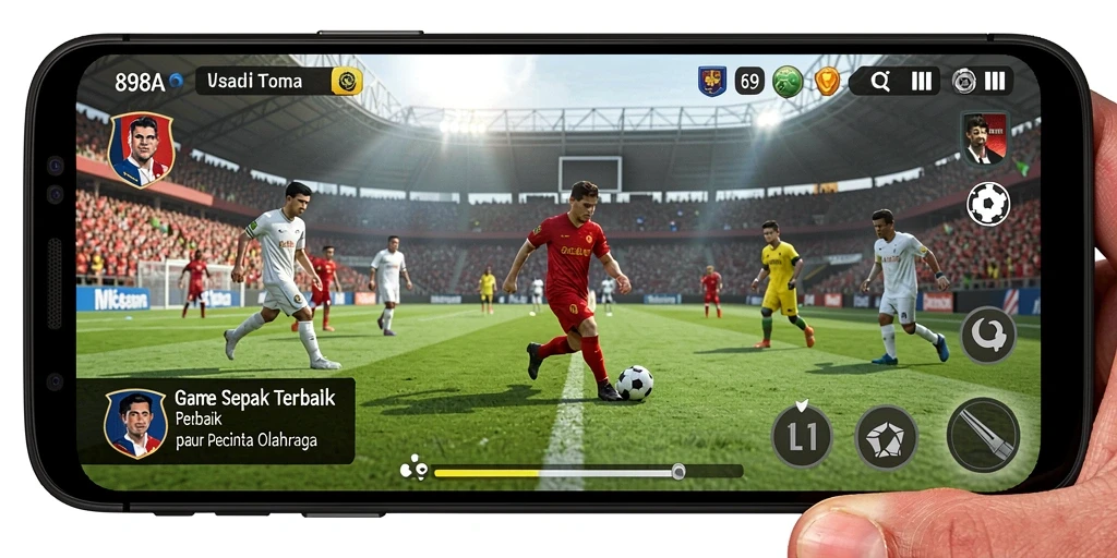 Tangkapan layar utama 898A menampilkan gameplay sepak bola yang mendebarkan.