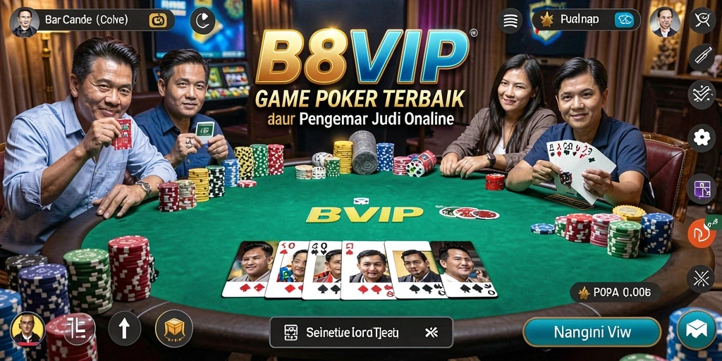 Screenshot B8VIP menampilkan gameplay seru dalam permainan Poker.