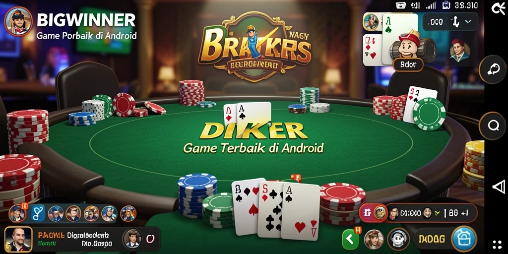 Tampilan gameplay Poker yang mengasyikkan di aplikasi BIGWINNER.