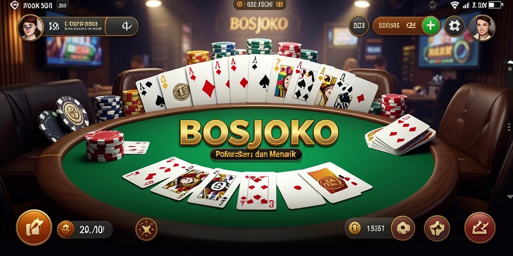 Tampilan gameplay poker yang intens di BOSJOKO.