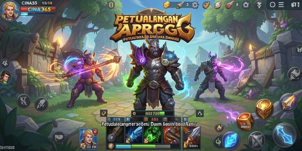 Tampilan gameplay ARPG CINA365 menampilkan pertempuran yang mendebarkan dan dunia fantasi yang indah.