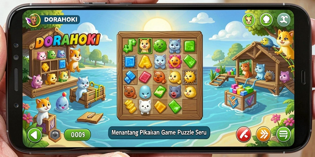 Tampilan gameplay DORAHOKI yang seru dan menantang.
