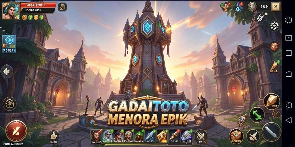Tampilan gameplay GADAITOTO yang menantang dalam pertahanan menara.