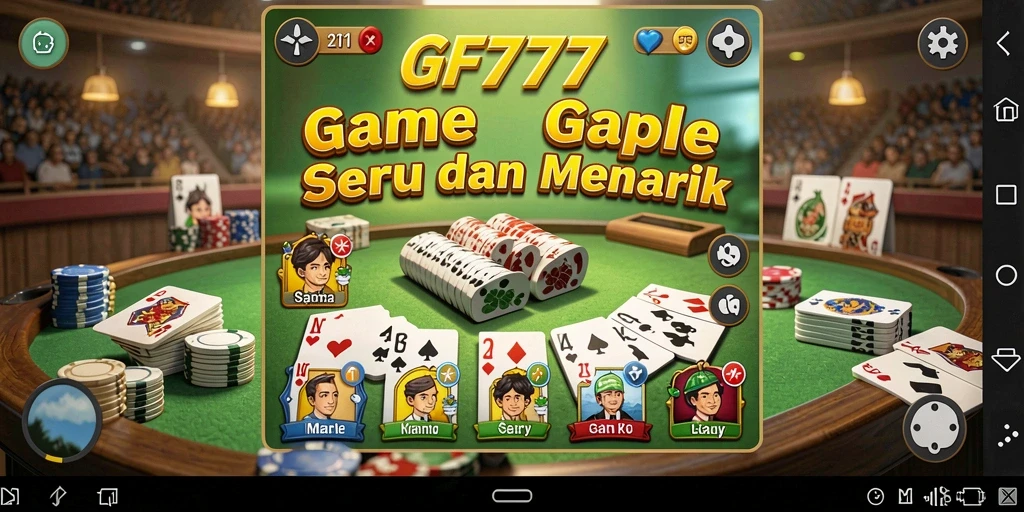 Screenshot menampilkan gameplay seru GF777 dalam permainan Gaple.