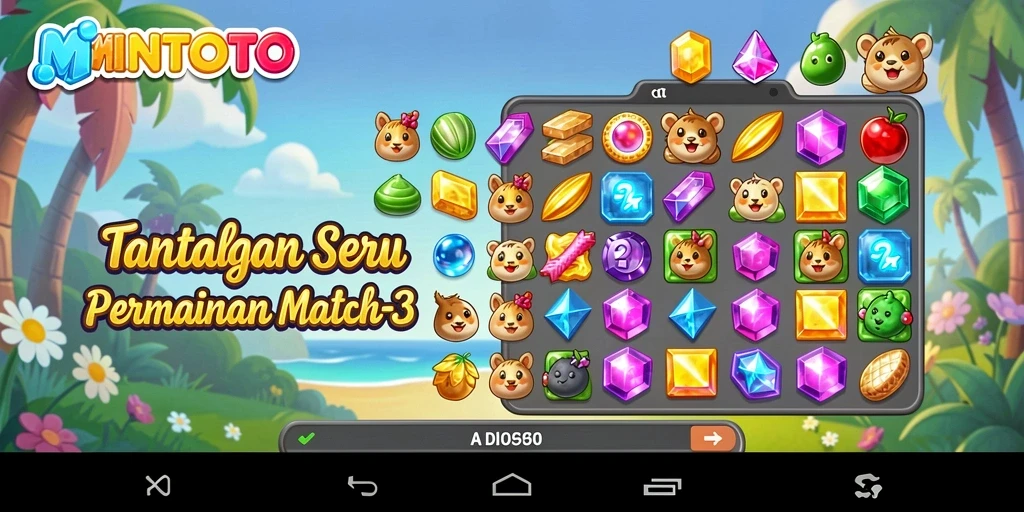 Gameplay seru MINTOTO dengan tantangan Match-3 yang mengasyikkan.