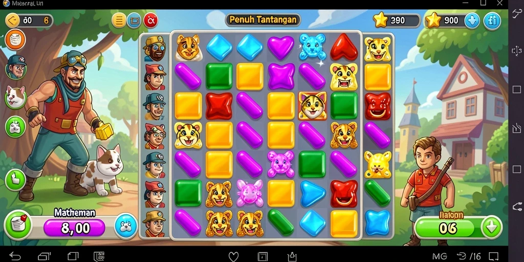 Screenshot utama N06 menunjukkan keseruan gameplay Match-3 yang menantang.