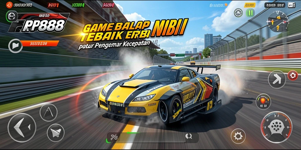 Tampilan gameplay RP888 yang mendebarkan dan penuh aksi balapan.