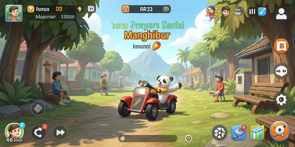 Screenshot utama RR33 menampilkan gameplay yang ceria dan menghibur.