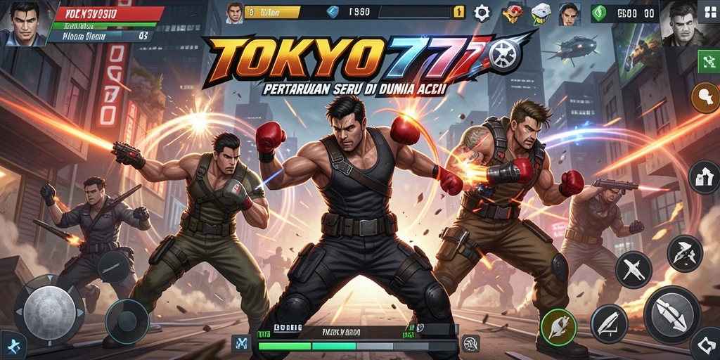 Tampilan seru gameplay <strong>TOKYO77</strong> dalam pertarungan yang intens.