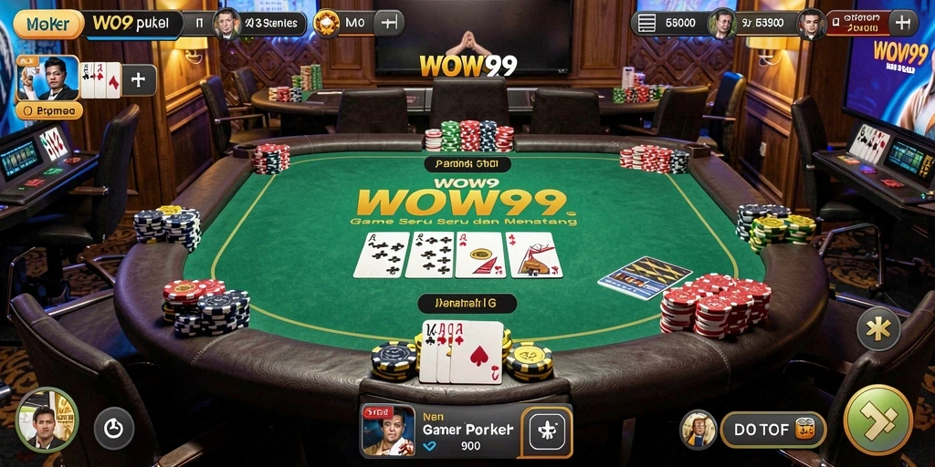 Screenshot gameplay WOW99 menampilkan aksi Poker yang mendebarkan.
