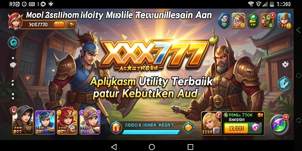 Tampilan utama aplikasi XXX777 dengan fitur-fitur utility yang lengkap.