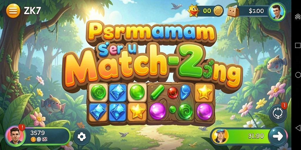 Screenshot gameplay ZK7 yang menunjukkan serunya mencocokkan item.