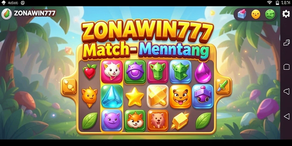 Tampilan gameplay menarik ZONAWIN777 dengan level Match-3.
